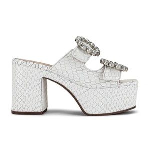 Schutz Maryel White Embossed Platform Sandal Miles Sz 8